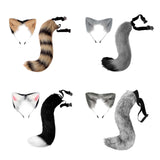 Maxbell Faux Fur Long Tail Costume Dress Fox Ears Hair Hoop Performance Gray