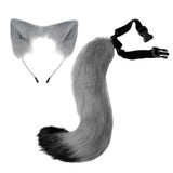 Maxbell Faux Fur Long Tail Costume Dress Fox Ears Hair Hoop Performance Gray