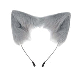 Maxbell Faux Fur Long Tail Costume Dress Fox Ears Hair Hoop Performance Gray