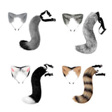 Maxbell Faux Fur Long Tail Costume Dress Fox Ears Hair Hoop Performance Gray