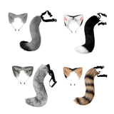 Maxbell Faux Fur Long Tail Costume Dress Fox Ears Hair Hoop Performance Gray