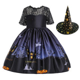 Maxbell Girl Witch Halloween Costume Dress Cosplay Fancy Dress Baby Girl Gown Party Height 120cm