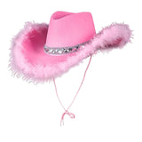 Maxbell Stylish Pink Cowboy Hat Chic Wide Brim Cowgirl Hat for Girls Party Holidays