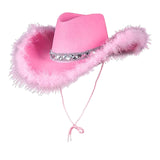 Maxbell Stylish Pink Cowboy Hat Chic Wide Brim Cowgirl Hat for Girls Party Holidays