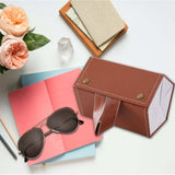 Maxbell Travel Sunglass Organizer Multipurpose Women Men Sunglasses Storage Case Brown