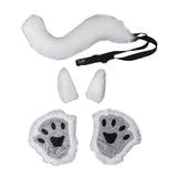 Maxbell Costume Set Halloween Ears Tail Paw Fancy Costume Cosplay Party white