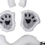 Maxbell Costume Set Halloween Ears Tail Paw Fancy Costume Cosplay Party white