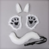 Maxbell Costume Set Halloween Ears Tail Paw Fancy Costume Cosplay Party white
