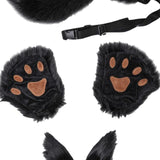 Maxbell Costume Set Halloween Ears Tail Paw Fancy Costume Cosplay Party black