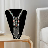 Maxbell Bohemian Pendant Necklace Sweater Chain Vintage Personalized for Women Girls Silver