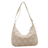 Maxbell Women Shoulder Bag Nylon Down Bag Quilted Winter Padded Tote Soft Bag Beige
