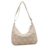 Maxbell Women Shoulder Bag Nylon Down Bag Quilted Winter Padded Tote Soft Bag Beige