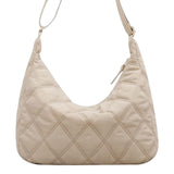 Maxbell Women Shoulder Bag Nylon Down Bag Quilted Winter Padded Tote Soft Bag Beige