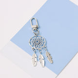 Maxbell Feather Key Chain Keyring Key Buckle Tassel Charms Lucky Decor for Supplies Silvery