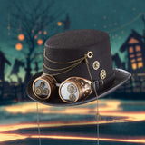 Maxbell Vintage Style Steampunk Top Hat Cosplay Goggles Halloween Party Women Metal