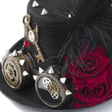 Maxbell Unisex Steampunk Top Hat Gothic with Rivets Fedora for Adult Novelty Item