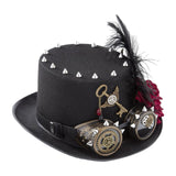 Maxbell Unisex Steampunk Top Hat Gothic with Rivets Fedora for Adult Novelty Item