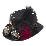 Maxbell Unisex Steampunk Top Hat Gothic with Rivets Fedora for Adult Novelty Item