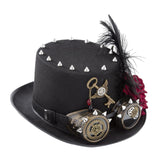 Maxbell Unisex Steampunk Top Hat Gothic with Rivets Fedora for Adult Novelty Item