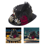 Maxbell Unisex Steampunk Top Hat Gothic with Rivets Fedora for Adult Novelty Item