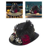 Maxbell Unisex Steampunk Top Hat Gothic with Rivets Fedora for Adult Novelty Item