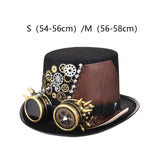 Maxbell Retro Style Steampunk Top Hat Cosplay Metal Costume Head Gear Halloween  S 54cm-56cm