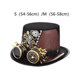 Maxbell Retro Style Steampunk Top Hat Cosplay Metal Costume Head Gear Halloween  S 54cm-56cm