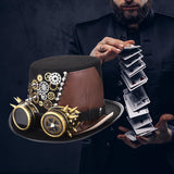 Maxbell Retro Style Steampunk Top Hat Cosplay Metal Costume Head Gear Halloween M 56cm-58cm