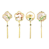 Maxbell Chic Brooch Pin Metal Durable with Tassel Brooches for Girls Boys Lapel Gift Chrysanthemum