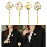 Maxbell Chic Brooch Pin Metal Durable with Tassel Brooches for Girls Boys Lapel Gift Chrysanthemum