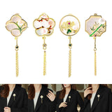 Maxbell Chic Brooch Pin Metal Durable with Tassel Brooches for Girls Boys Lapel Gift Chrysanthemum