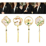 Maxbell Chic Brooch Pin Metal Durable with Tassel Brooches for Girls Boys Lapel Gift Chrysanthemum