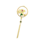 Maxbell Chic Brooch Pin Metal Durable with Tassel Brooches for Girls Boys Lapel Gift Chrysanthemum