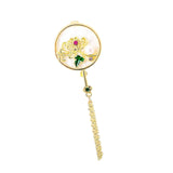 Maxbell Chic Brooch Pin Metal Durable with Tassel Brooches for Girls Boys Lapel Gift Chrysanthemum