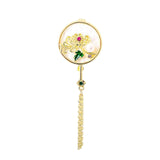 Maxbell Chic Brooch Pin Metal Durable with Tassel Brooches for Girls Boys Lapel Gift Chrysanthemum