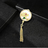 Maxbell Chic Brooch Pin Metal Durable with Tassel Brooches for Girls Boys Lapel Gift Chrysanthemum
