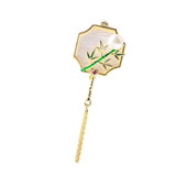 Maxbell Chic Brooch Pin Metal Durable with Tassel Brooches for Girls Boys Lapel Gift Bamboo