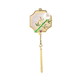 Maxbell Chic Brooch Pin Metal Durable with Tassel Brooches for Girls Boys Lapel Gift Bamboo