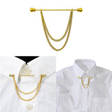 Maxbell Collar Clips with Chain Shirt Buttoned Pin Metal Mens Shirt Collar Pins Aureate
