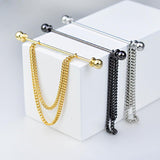 Maxbell Collar Clips with Chain Shirt Buttoned Pin Metal Mens Shirt Collar Pins Aureate