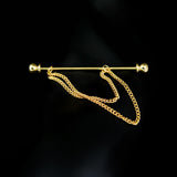Maxbell Collar Clips with Chain Shirt Buttoned Pin Metal Mens Shirt Collar Pins Aureate