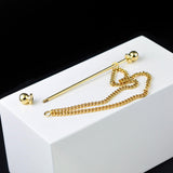 Maxbell Collar Clips with Chain Shirt Buttoned Pin Metal Mens Shirt Collar Pins Aureate