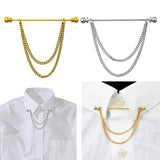 Maxbell Collar Clips with Chain Shirt Buttoned Pin Metal Mens Shirt Collar Pins Aureate