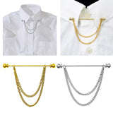Maxbell Collar Clips with Chain Shirt Buttoned Pin Metal Mens Shirt Collar Pins Aureate