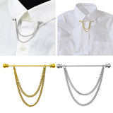 Maxbell Collar Clips with Chain Shirt Buttoned Pin Metal Mens Shirt Collar Pins Aureate