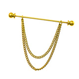 Maxbell Collar Clips with Chain Shirt Buttoned Pin Metal Mens Shirt Collar Pins Aureate