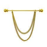 Maxbell Collar Clips with Chain Shirt Buttoned Pin Metal Mens Shirt Collar Pins Aureate