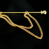Maxbell Collar Clips with Chain Shirt Buttoned Pin Metal Mens Shirt Collar Pins Aureate
