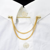 Maxbell Collar Clips with Chain Shirt Buttoned Pin Metal Mens Shirt Collar Pins Aureate