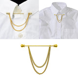 Maxbell Collar Clips with Chain Shirt Buttoned Pin Metal Mens Shirt Collar Pins Aureate